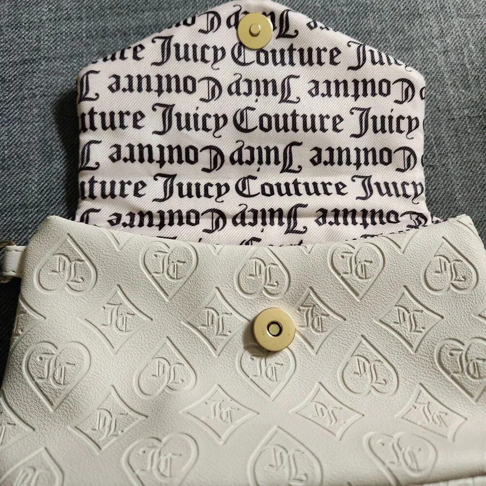 Juicy Couture Y2K Ivory Embossed Logo Wristlet Chain